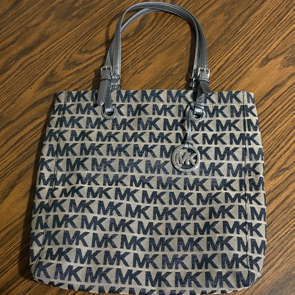 Michael Kors Monogram Navy and Beige Tote